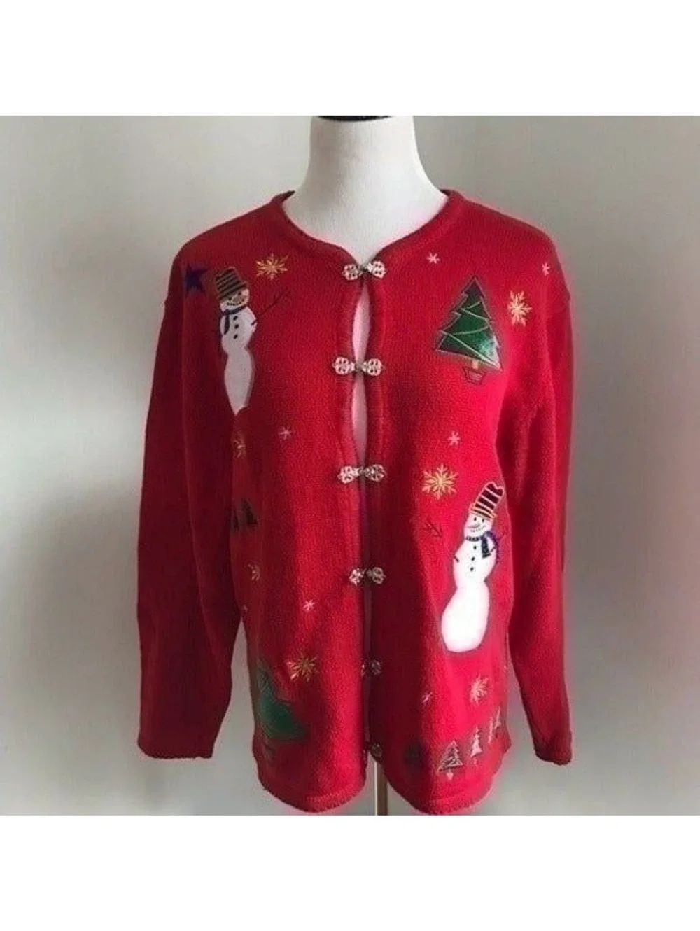 Ugly Christmas Sweater With Snowmen Sz L